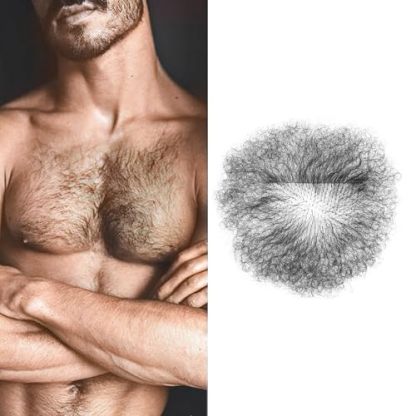 Meiverah Hair Handmade Men Fake Chest Hair Synthetic Hair Body Hair Adding Hair Volume Enhancement of Manliness(Natural Black)