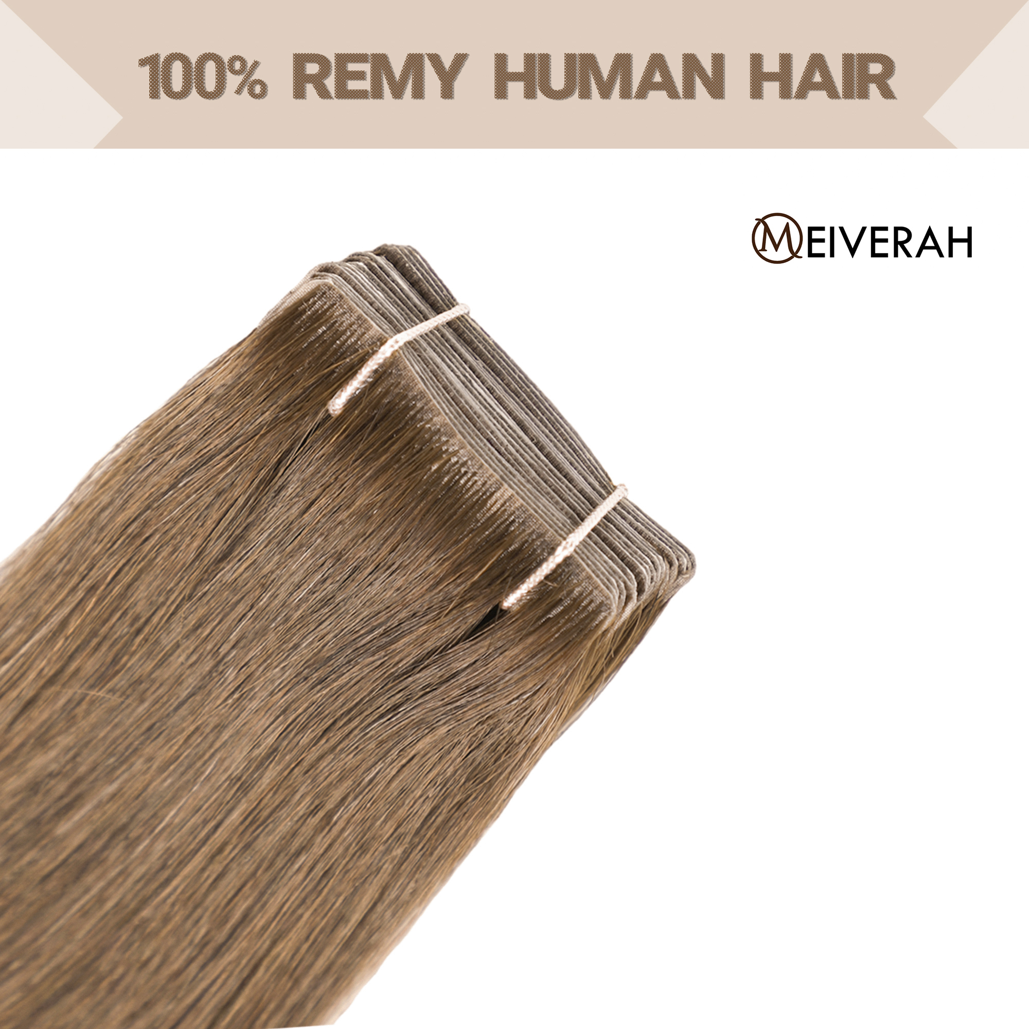 Meiverah Seamless Injected Hand-Tied Tape In Hair Extensions 20 Pcs/50 g Virgin Human Hair (#6)