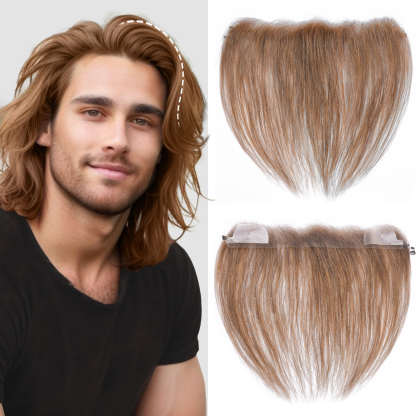 Meiverah Fishing Line Hand-Tied Mono Base Men's Hair System - Breathable, Realistic Hairline & Natural-Looking Hair Replacement（6#）