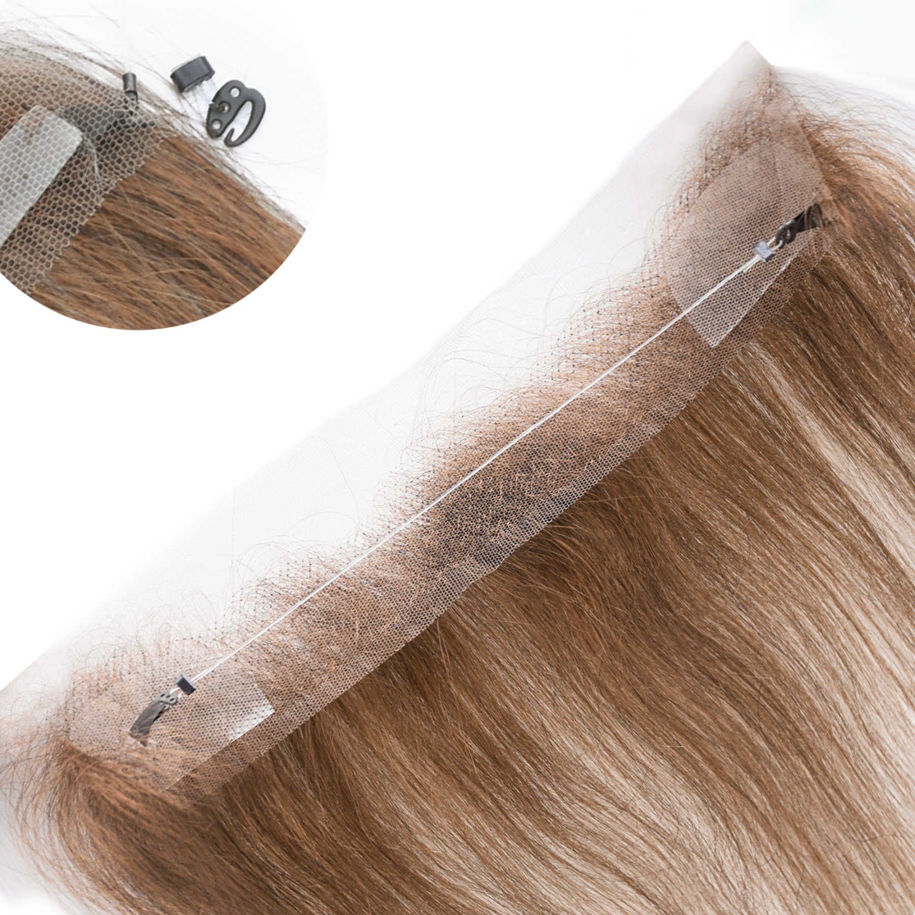 Meiverah Fishing Line Hand-Tied Mono Base Men's Hair System - Breathable, Realistic Hairline & Natural-Looking Hair Replacement（6#）