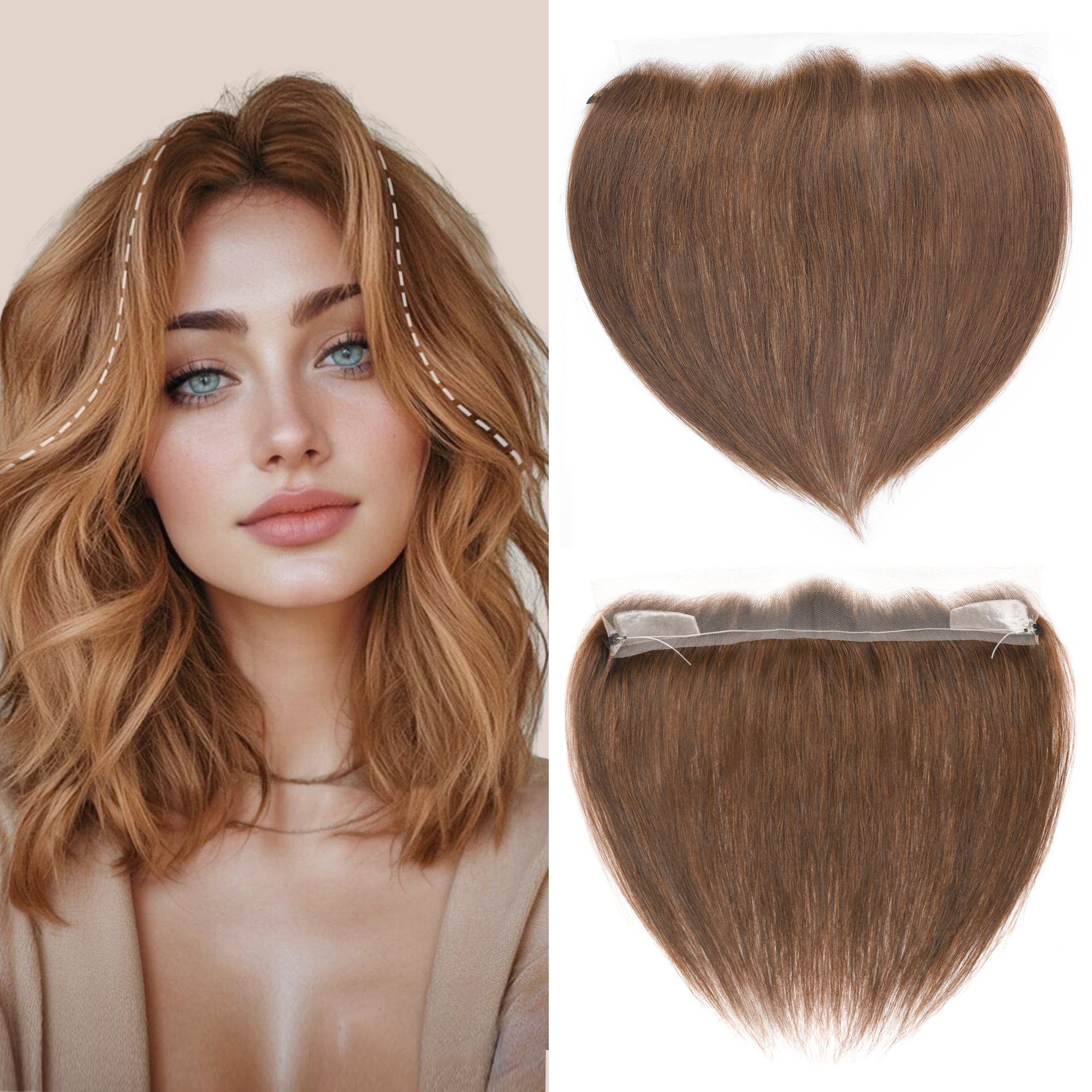 Meiverah Fishing Line Hand-Tied Mono Base Women's Hair System - Breathable, Realistic Hairline & Natural-Looking Hair Replacement（6#）