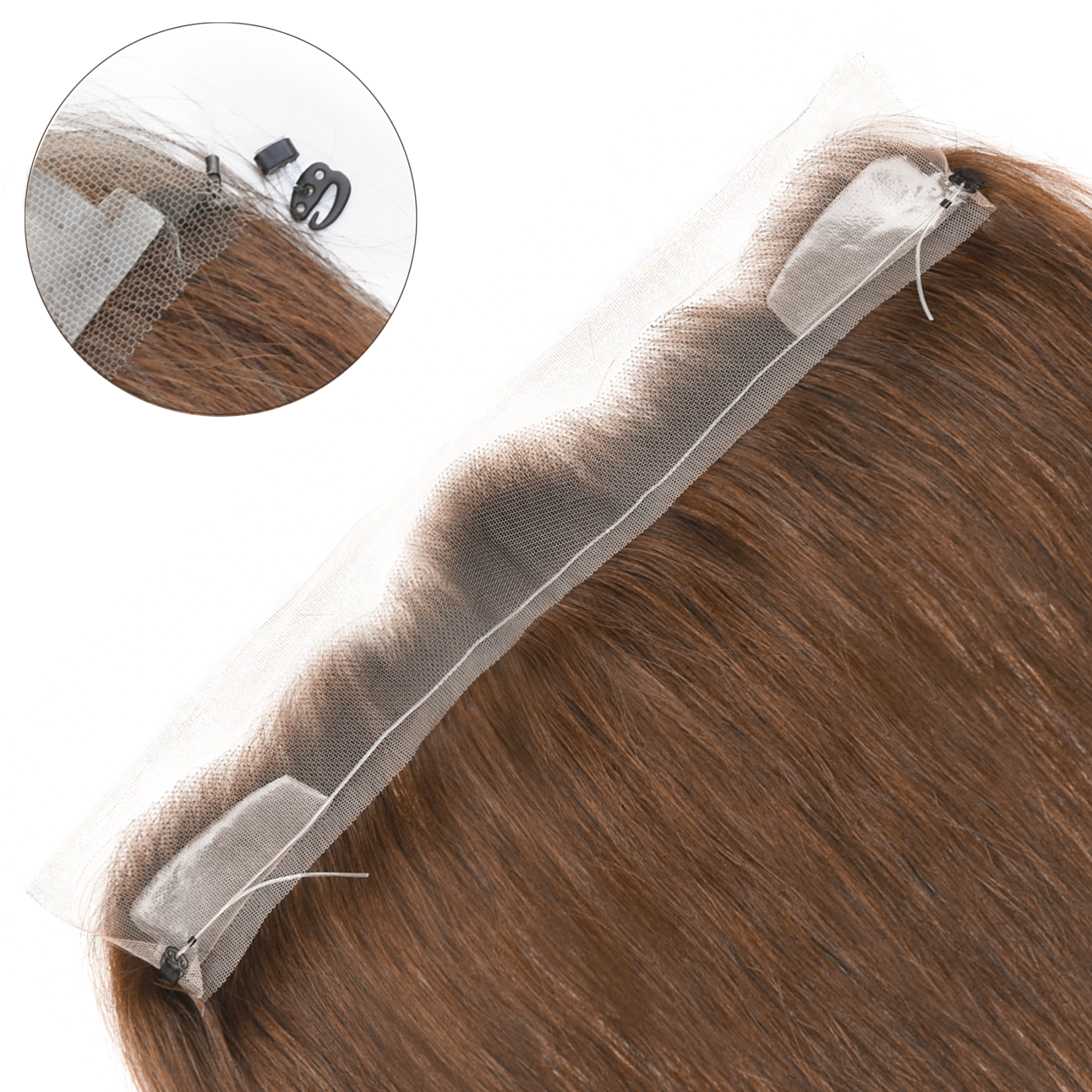 Meiverah Fishing Line Hand-Tied Mono Base Men's Hair System - Breathable, Realistic Hairline & Natural-Looking Hair Replacement（6#）