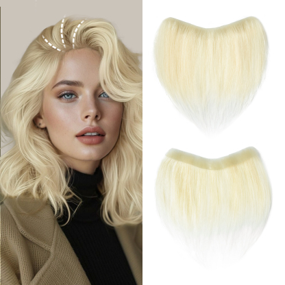Meiverah Hair Frontal Hairpiece for Women Natural Black Hair Extension Hairline Loss Straight Tape in Human Hair Toppers Replacement Toupee (Light Blonde #60 )