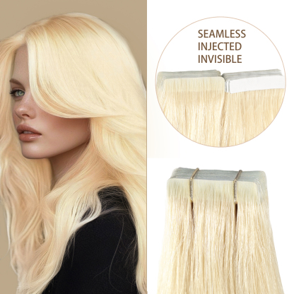 Meiverah Seamless Injected Hand-Tied Tape In Hair Extensions 20 Pcs/50 g Virgin Human Hair (#60)