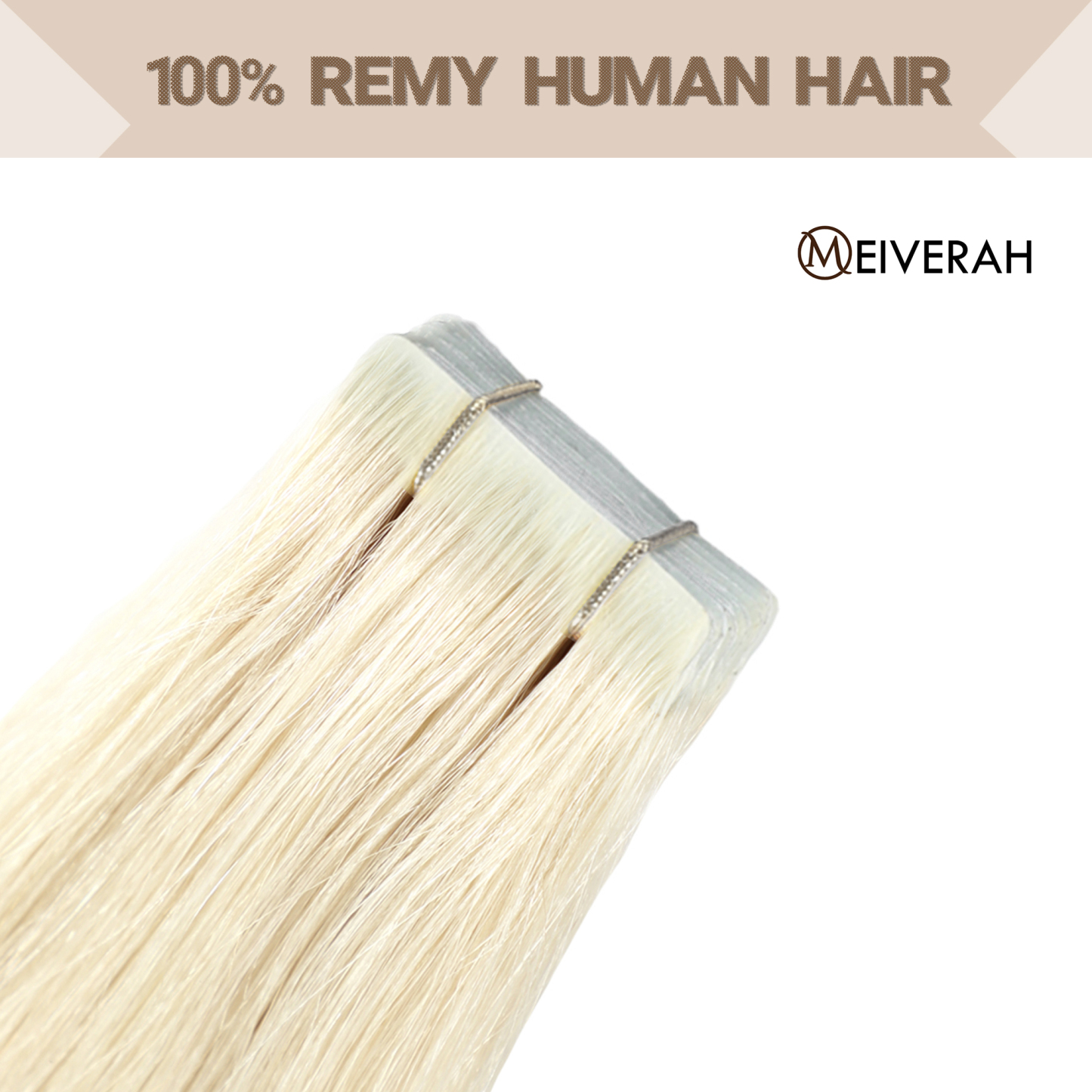 Meiverah Seamless Injected Hand-Tied Tape In Hair Extensions 20 Pcs/50 g Virgin Human Hair (#60)