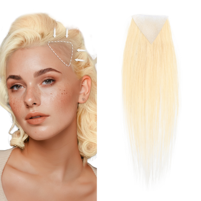 Meiverah Triangular alopecia Balding Spot Accidental Burns Scar Hair Replacement for women Hairline Loss Straight Tape in Replacement Toupee 2PC (613#)