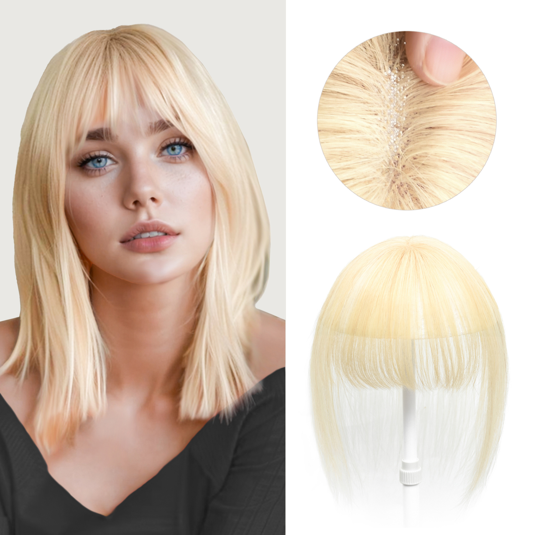 Meiverah Hair Clip in Bangs Real Human Hair with high cranial top for volume Light and airy French bangs for women Clip On Air Bangs for Daily Wear (613)