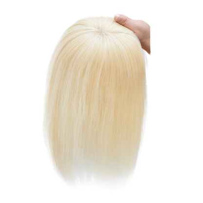 Meiverah Real Human Hair Full Hand-tied Swiss Mono Base Topper NO Bangs  Clip-In Thick Hairpiece for Women (#613）
