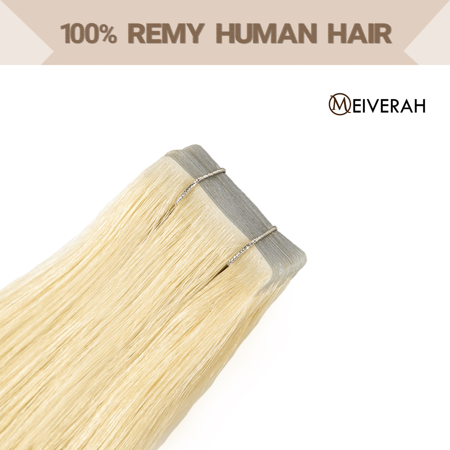 Meiverah Seamless Injected Hand-Tied Tape In Hair Extensions 20 Pcs/50 g Virgin Human Hair (#613)