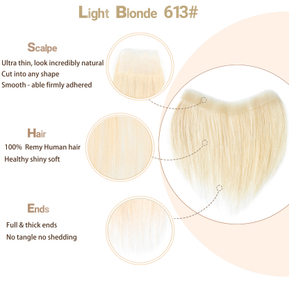 Meiverah Hair Frontal Hairpiece for Women Natural Black Hair Extension Hairline Loss Straight Tape in Human Hair Toppers Replacement Toupee (Blonde #613)