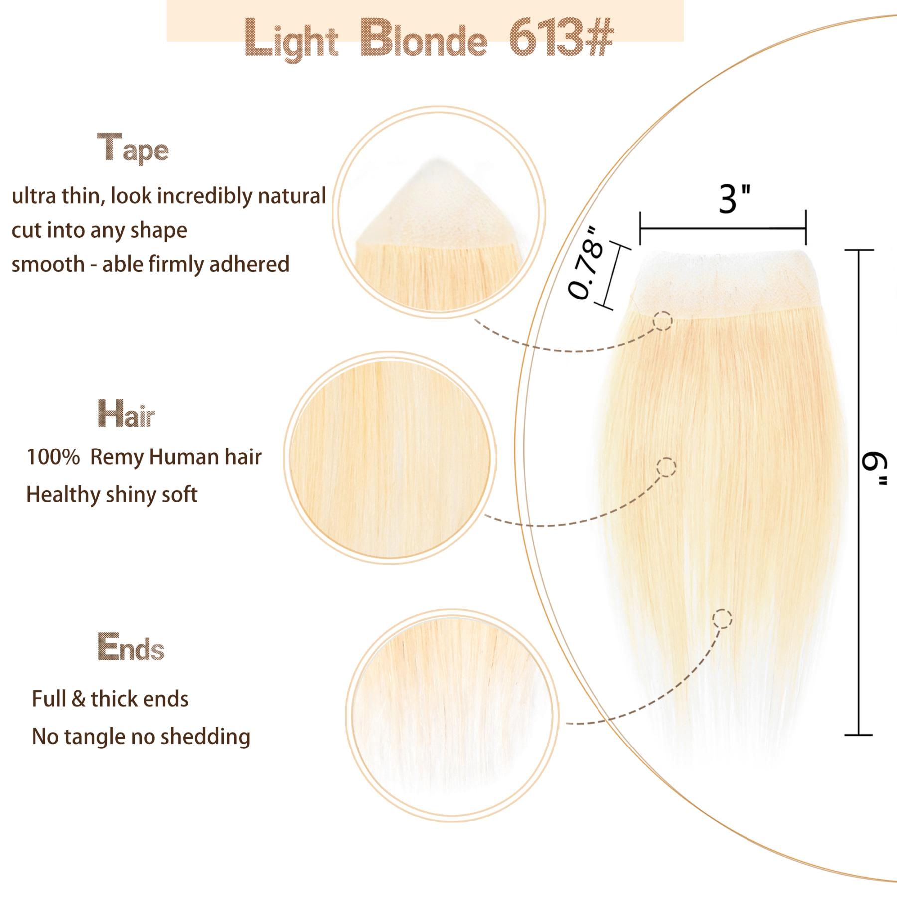 Meiverah Hair scar human hair replacement Accidental burns without hair for men women Hairline Loss Straight Tape in Replacement Toupee (Blonde #613)