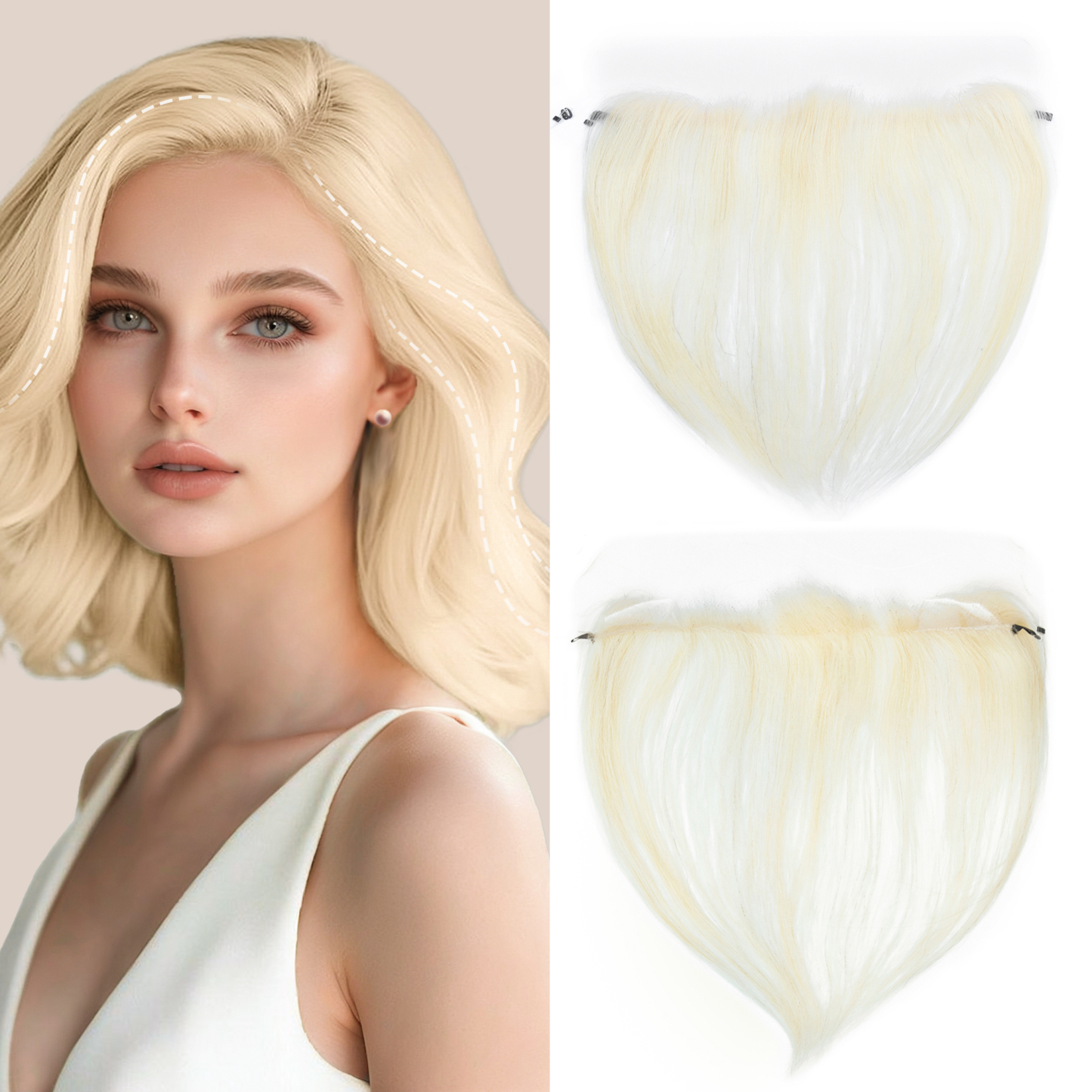 Meiverah Fishing Line Hand-Tied Mono Base Women's Hair System - Breathable, Realistic Hairline & Natural-Looking Hair Replacement（613#）