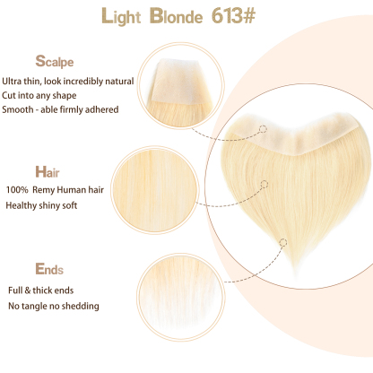 Meiverah Hair Frontal Hairpiece for Women Natural Black Hair Extension Hairline Loss Straight Tape in Human Hair Toppers Replacement Toupee (Blonde #613)