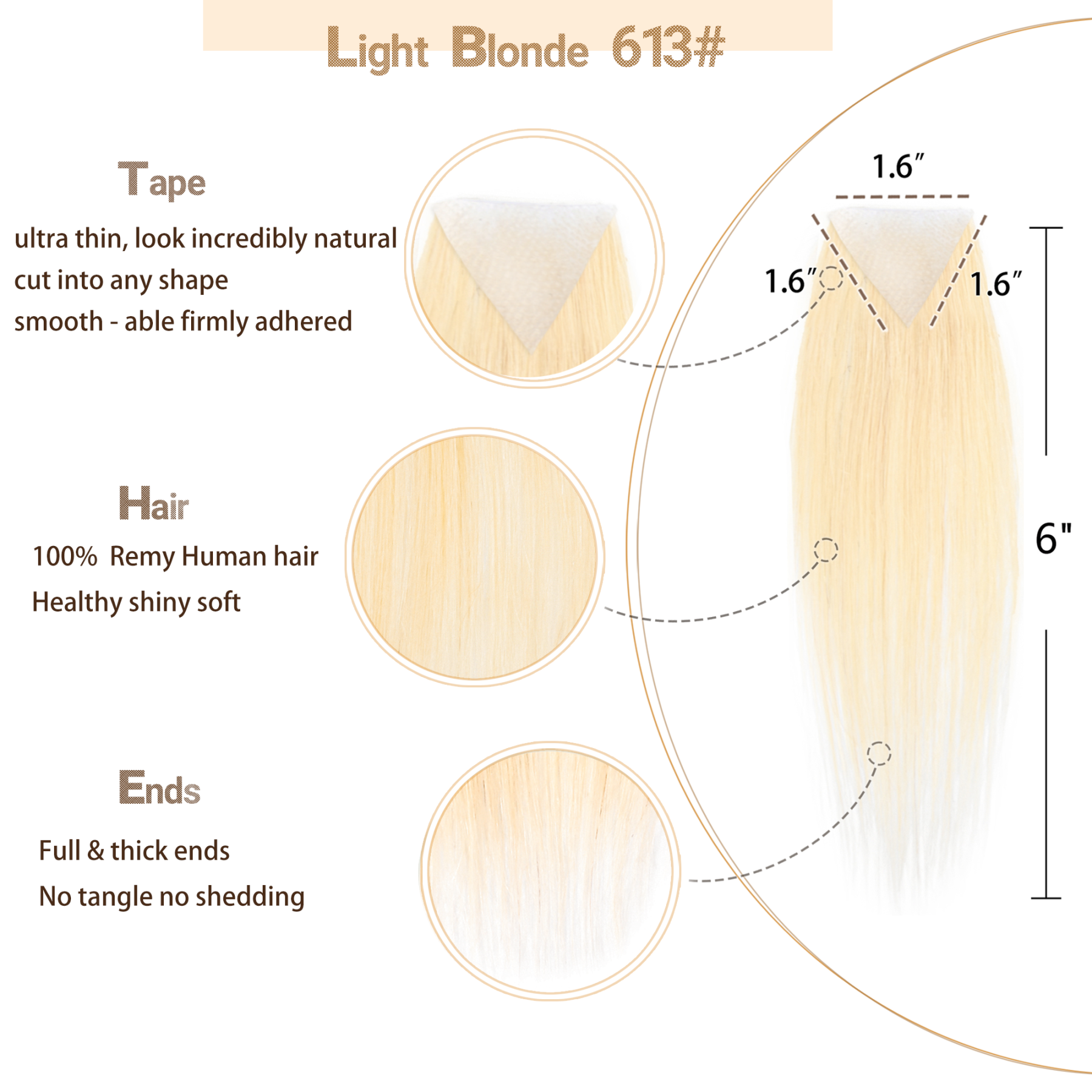 Meiverah Triangular alopecia Balding Spot Accidental Burns Scar Hair Replacement for women Hairline Loss Straight Tape in Replacement Toupee 2PC (613#)