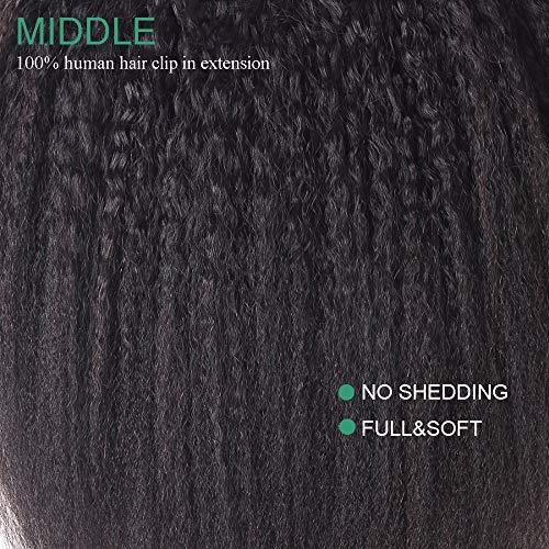 Yaki Hair Clip in Natural Hair Extensions for Black Women Virgin Remy Hair Kinky Straight （Natural Black）