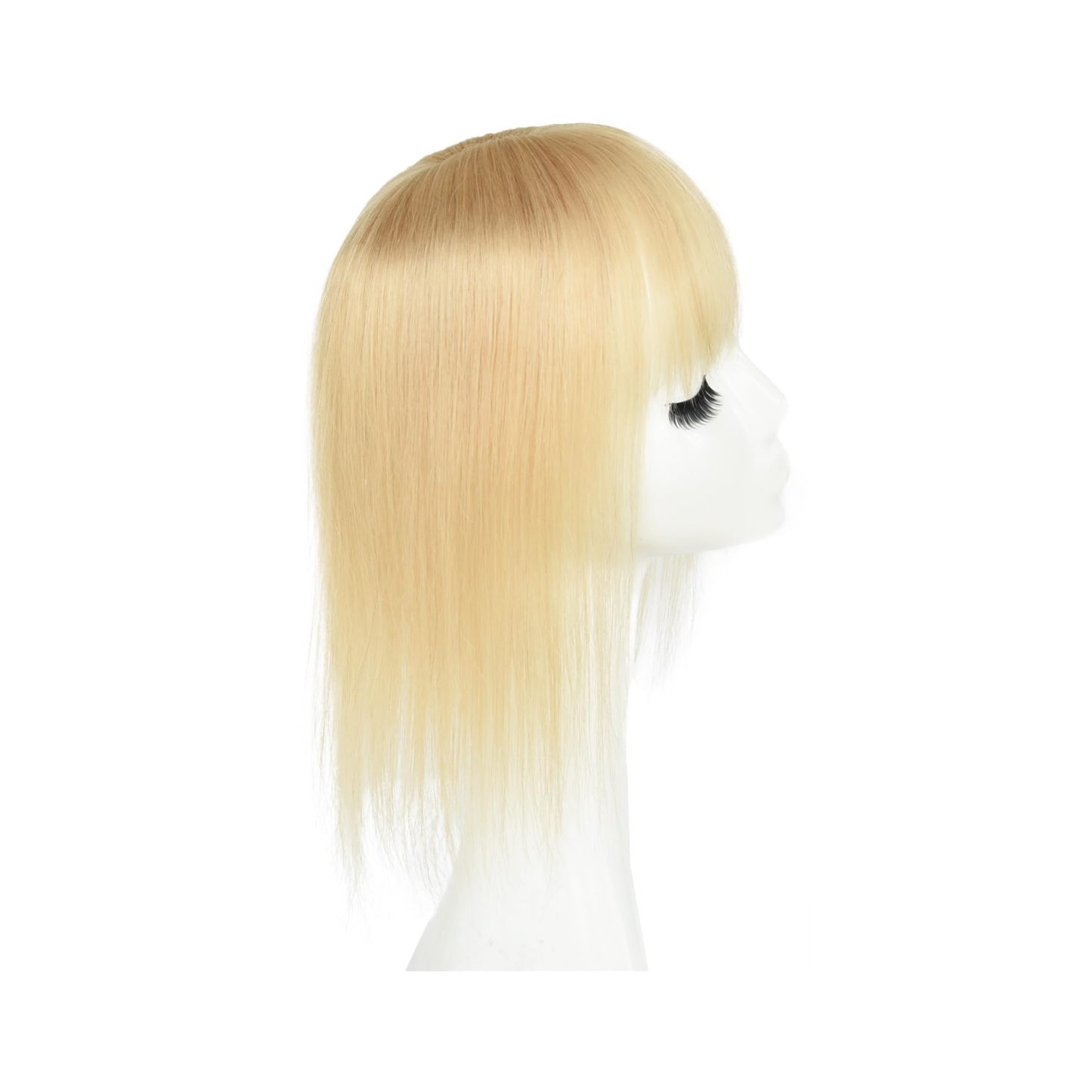 Meiverah Hair Real Human Hair Hair Topper with Bangs Clip in Human Hair Toppers Seamless Hairpiece Toupee for Women Thick Silk Base Topper for Thicking Hair (Blonde)