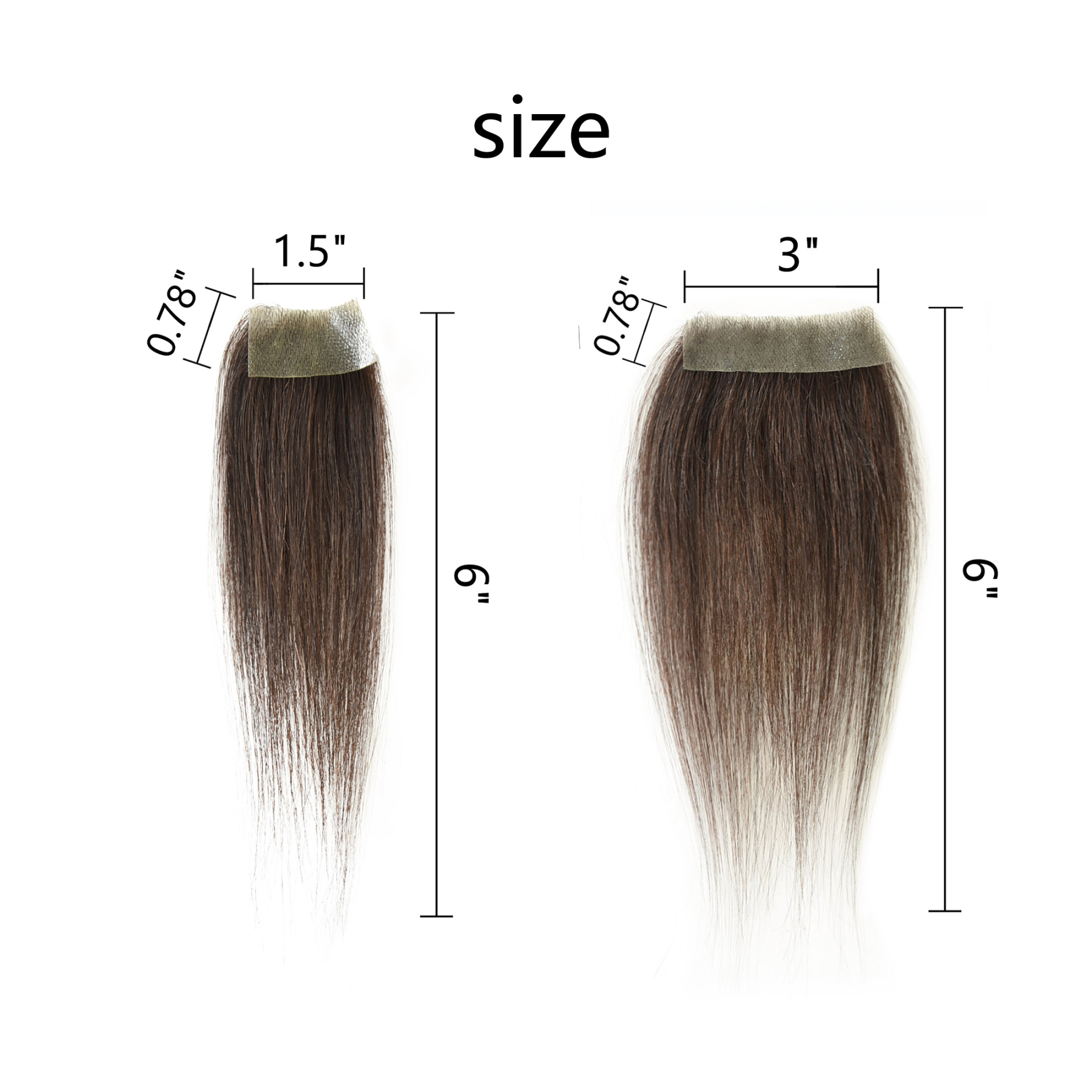 Meiverah Hair scar human hair replacement Accidental burns without hair for men women Hairline Loss Straight Tape in Replacement Toupee (Dark Brown)