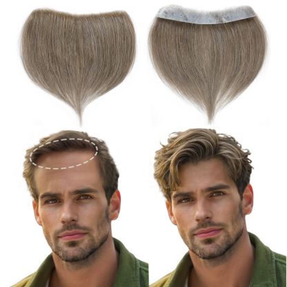 Meiverah Hair Frontal Hairpiece for Men Hair Extension Hairline Loss Straight Tape in Human Hair Toppers Replacement Toupee （#7）