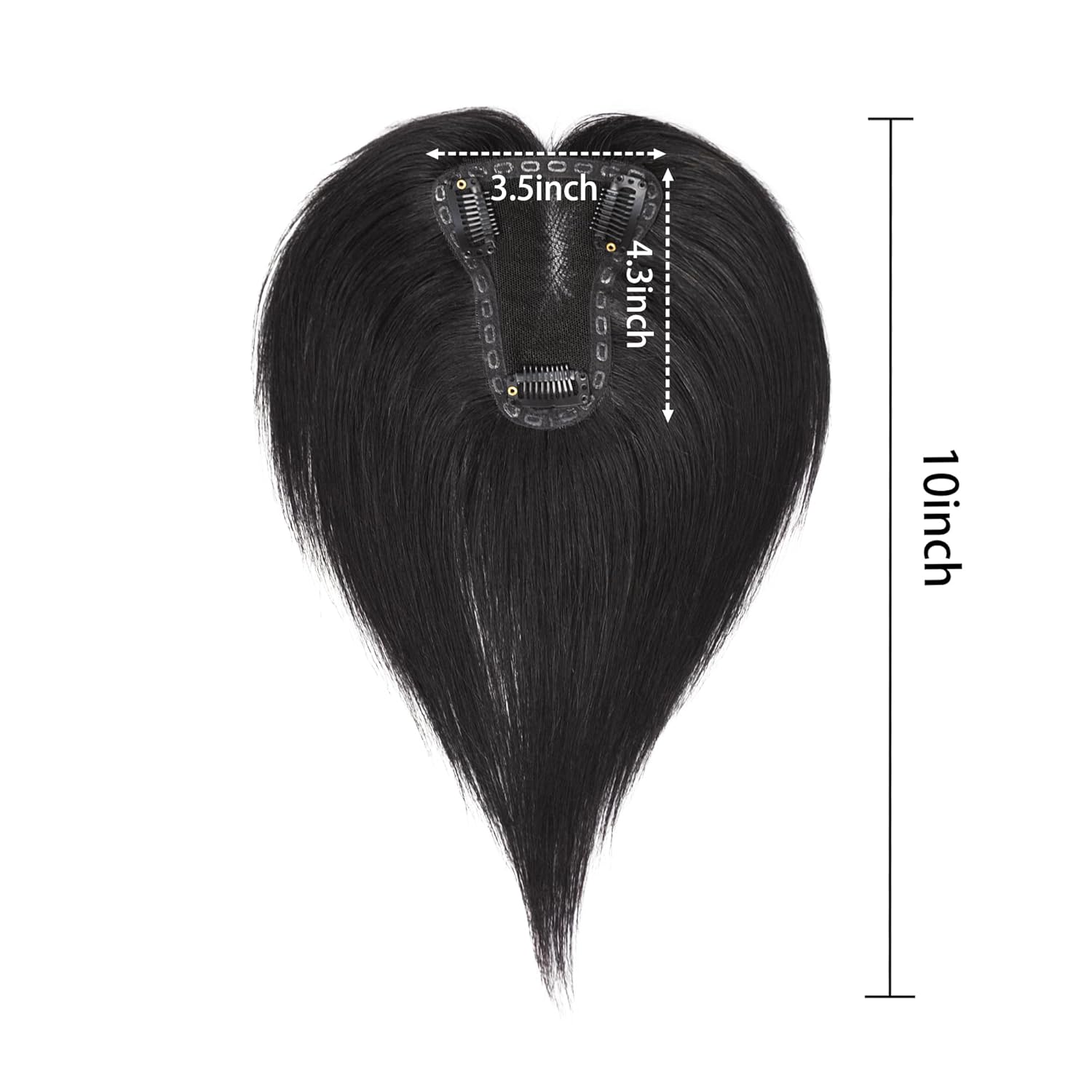 Meiverah Handmade Human Hair Middle Part Clip In Toupee No Bangs Seamless Natural Topper Breathable Mesh Base Women Thickening Hairpiece (Natural Black/Swissnet)