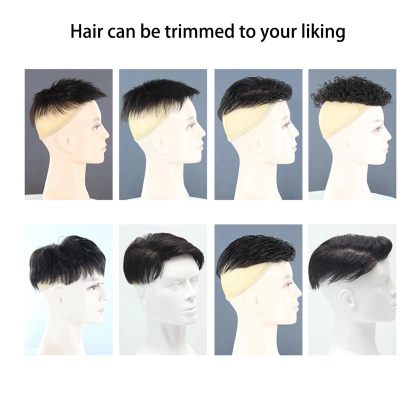 Meiverah Hair Untrimmed Hand Tied Lace/Slik Base Toupee with Biological Scalp Toupee Human Hair Extension Clip in Hairpieces Topper Top HairPiece for Men (Jet Black)(Slik Base)