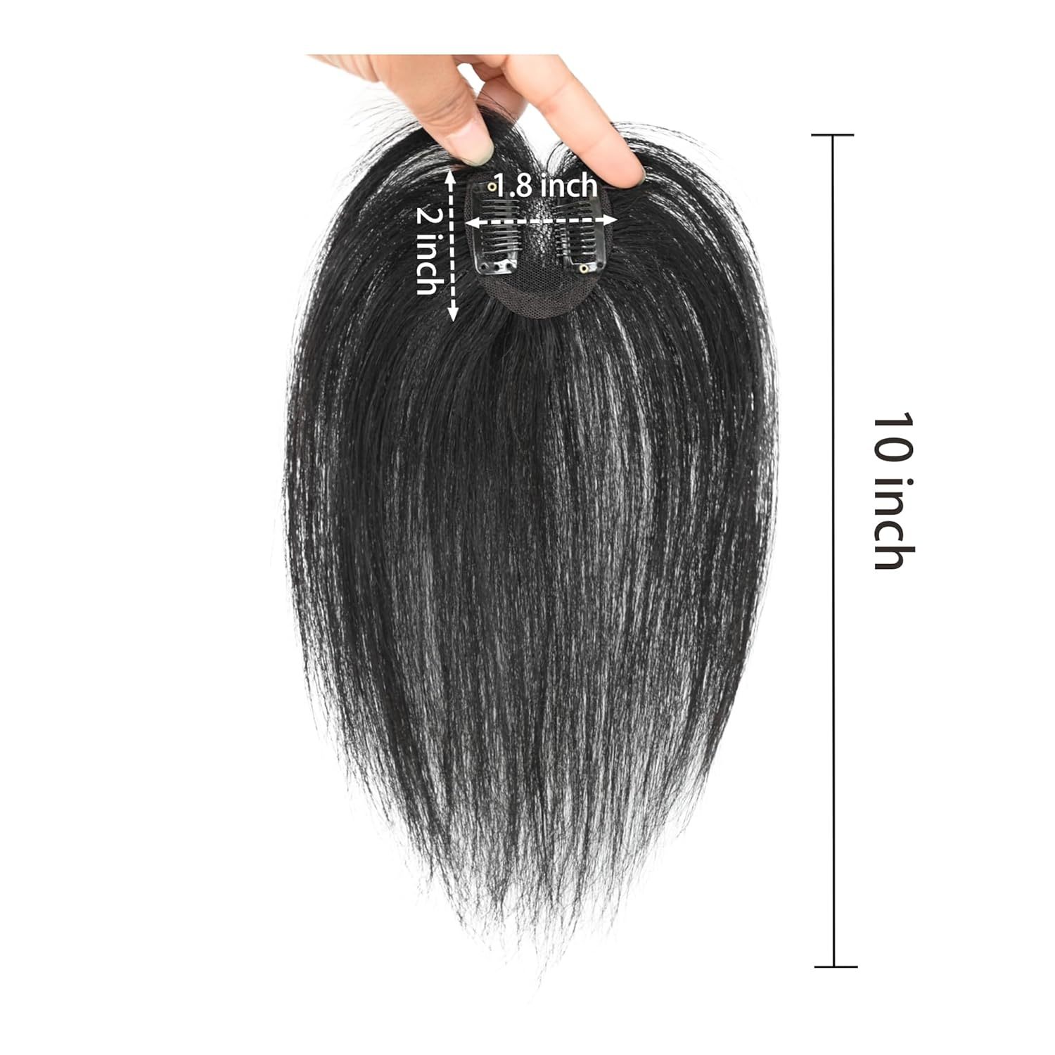 Meiverah Handmade Human Hair Middle Part Clip In Toupee No Bangs Seamless Natural Topper Breathable Mesh Base Women Thickening Hairpiece (Natural Black/Swissnet)