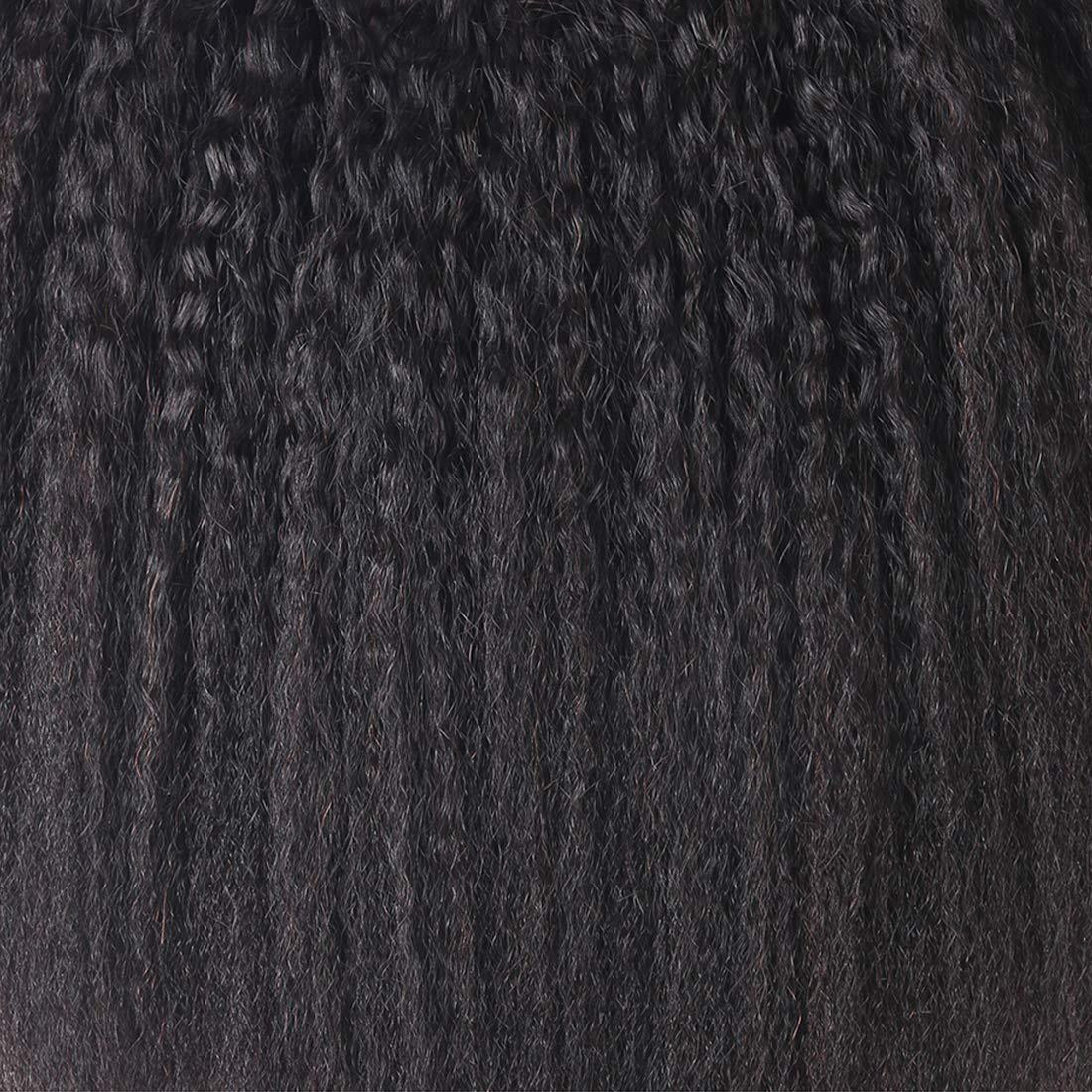 Yaki Hair Clip in Natural Hair Extensions for Black Women Virgin Remy Hair Kinky Straight （Natural Black）