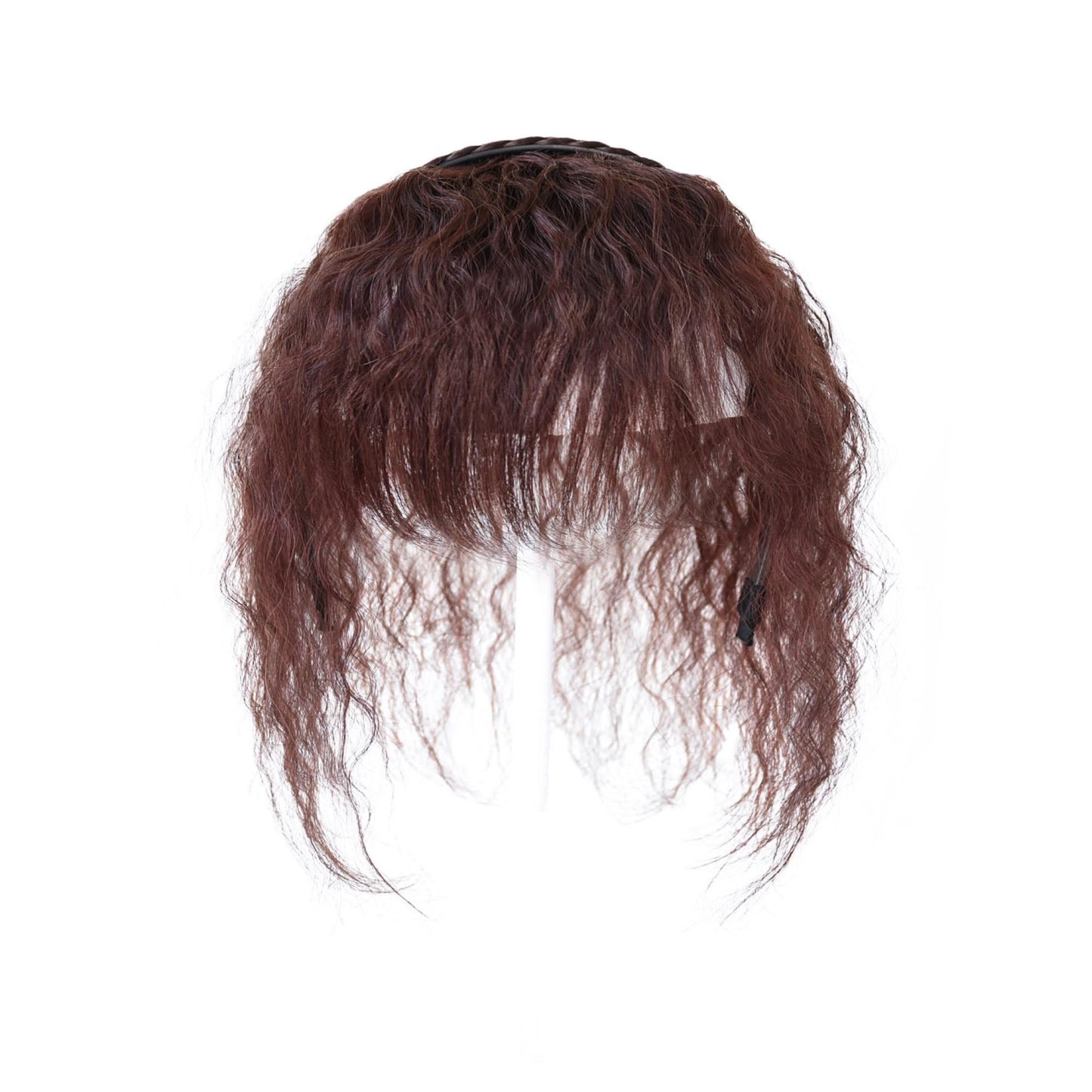 Meiverah Hair Twist Braid Headband Straight Hairpieces Human Hair Clip In Topper Hair Extension With Bangs Invisible Natural(Curly Reddish Dark Brown)