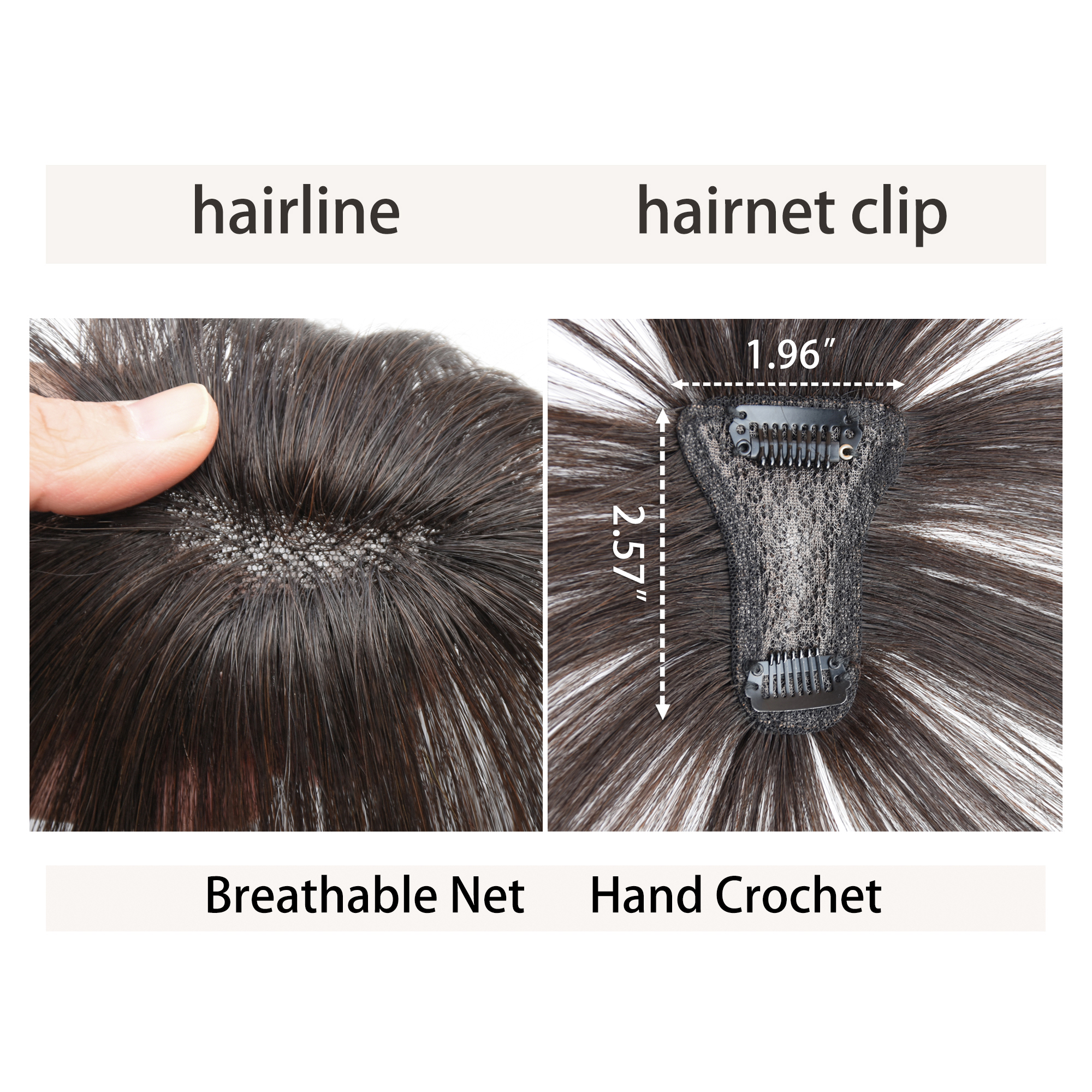 Meiverah Hair Clip in Bangs Real Human Hair with high cranial top for volume Light and airy French bangs for women Clip On Air Bangs for Daily Wear (Medium Brown)