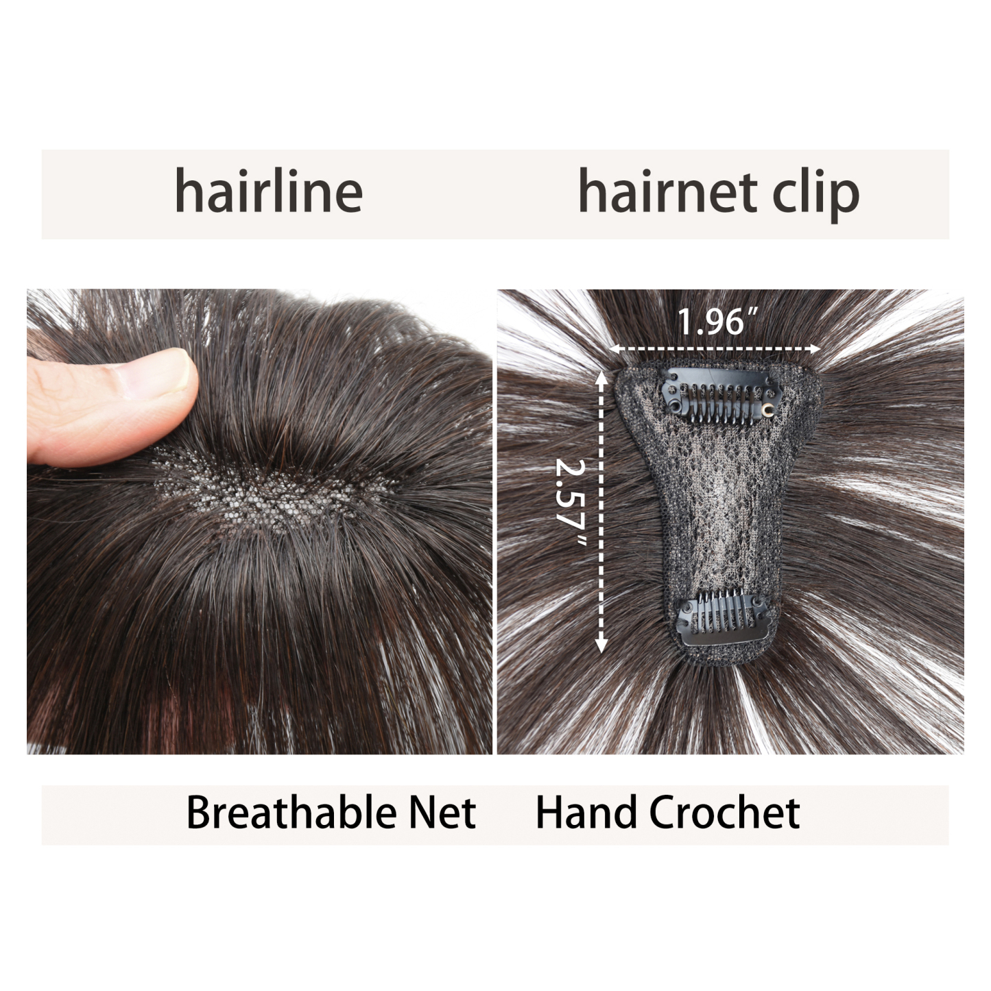 Meiverah Hair Clip in Bangs Real Human Hair with high cranial top for volume Light and airy French bangs for women Clip On Air Bangs for Daily Wear (Medium Brown)