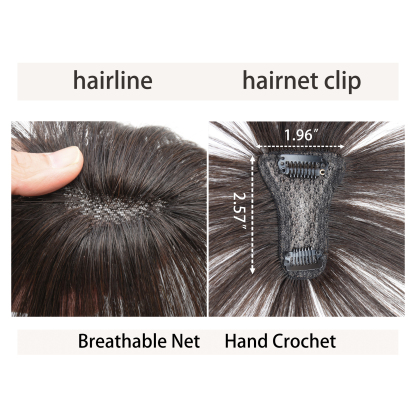 Meiverah Hair Clip in Bangs Real Human Hair with high cranial top for volume Light and airy French bangs for women Clip On Air Bangs for Daily Wear (Medium Brown)