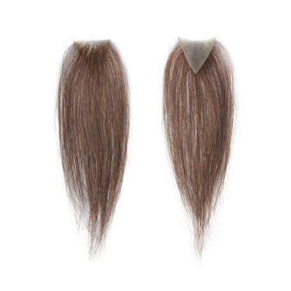 Meiverah Triangular alopecia Balding Spot Accidental Burns Scar Hair Replacement for women Hairline Loss Straight Tape in Replacement Toupee 2PC (Medium Brown#)