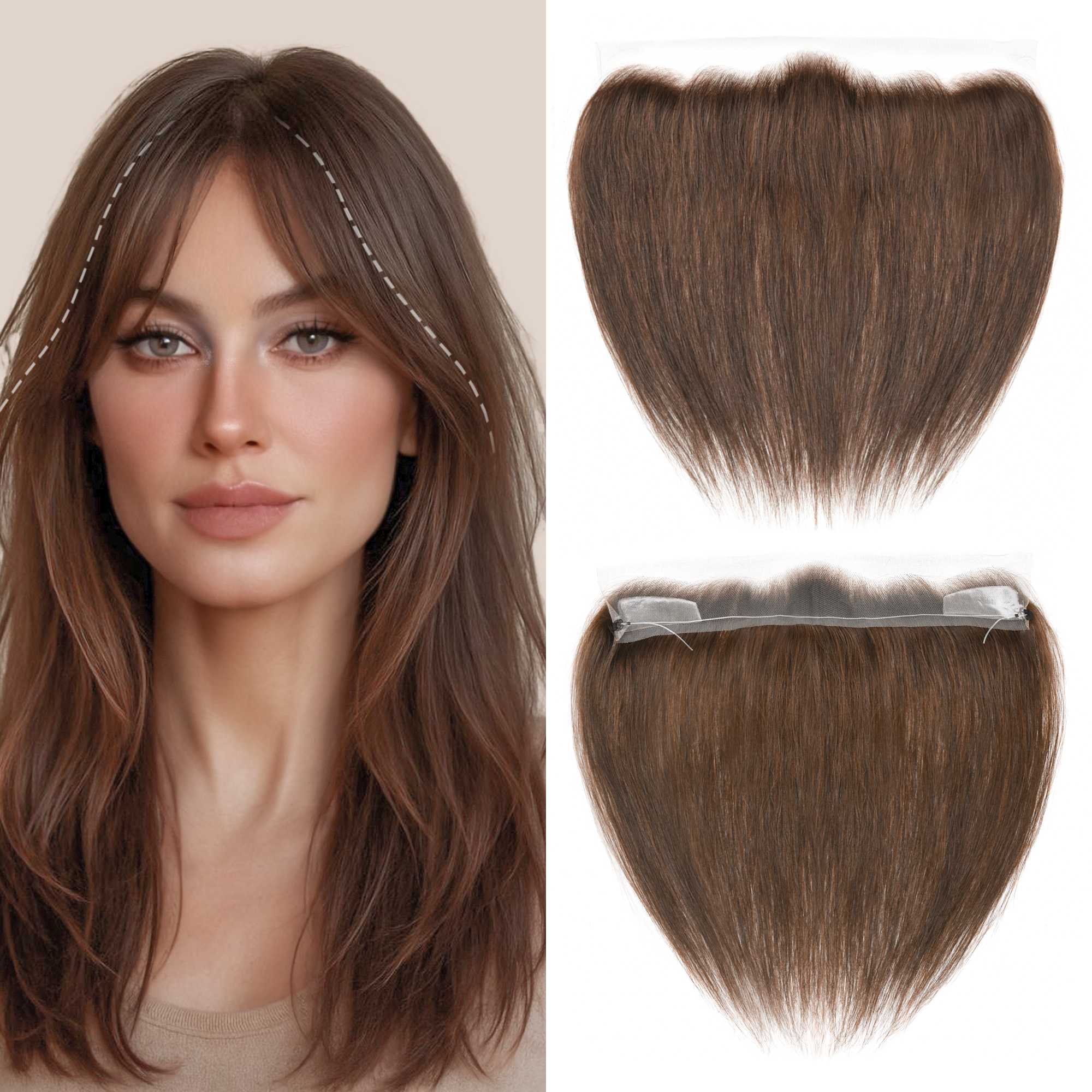 Meiverah Fishing Line Hand-Tied Mono Base Women's Hair System - Breathable, Realistic Hairline & Natural-Looking Hair Replacement（4#）