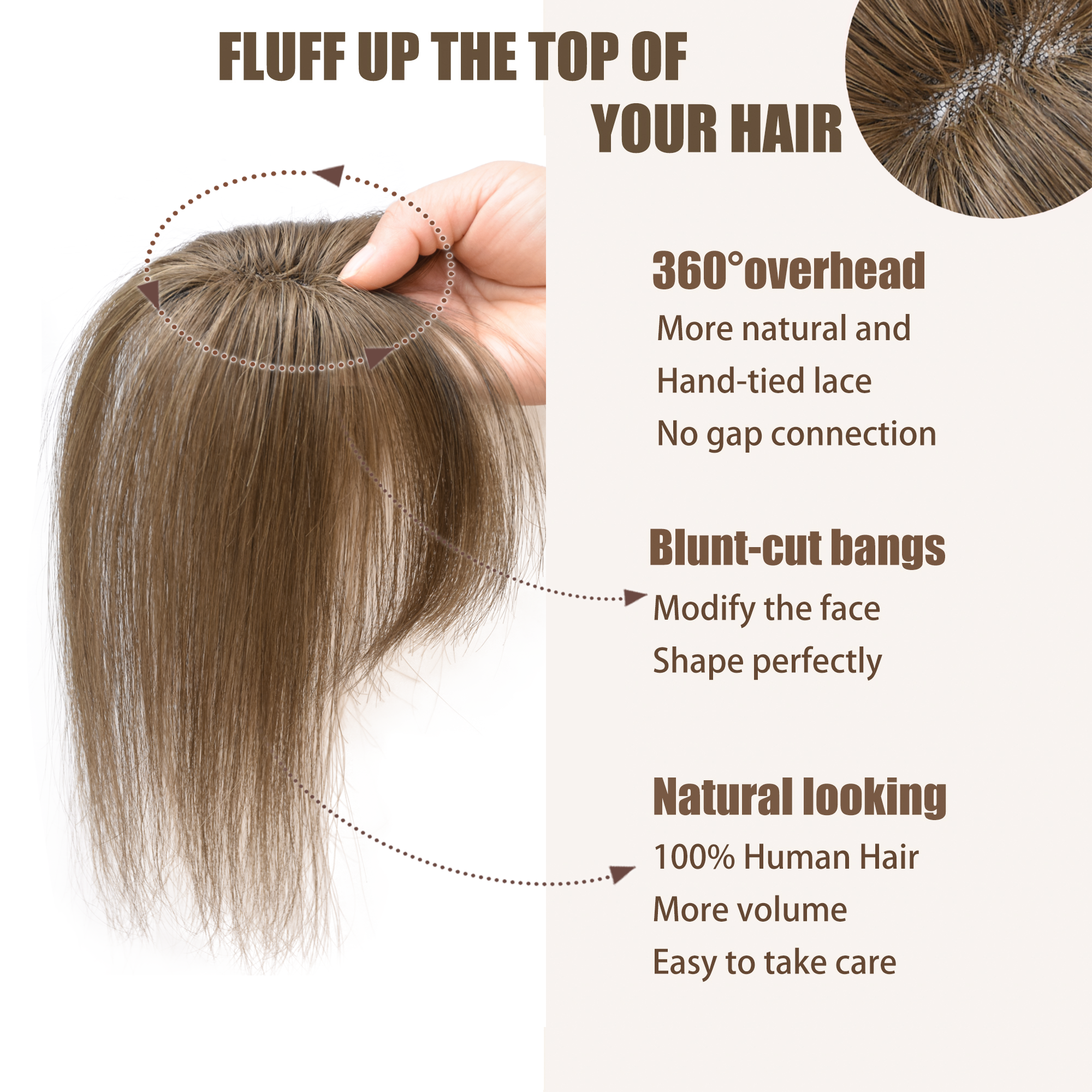 Meiverah Hair Clip in Bangs Real Human Hair with high cranial top for volume Light and airy French bangs for women Clip On Air Bangs for Daily Wear (8#)