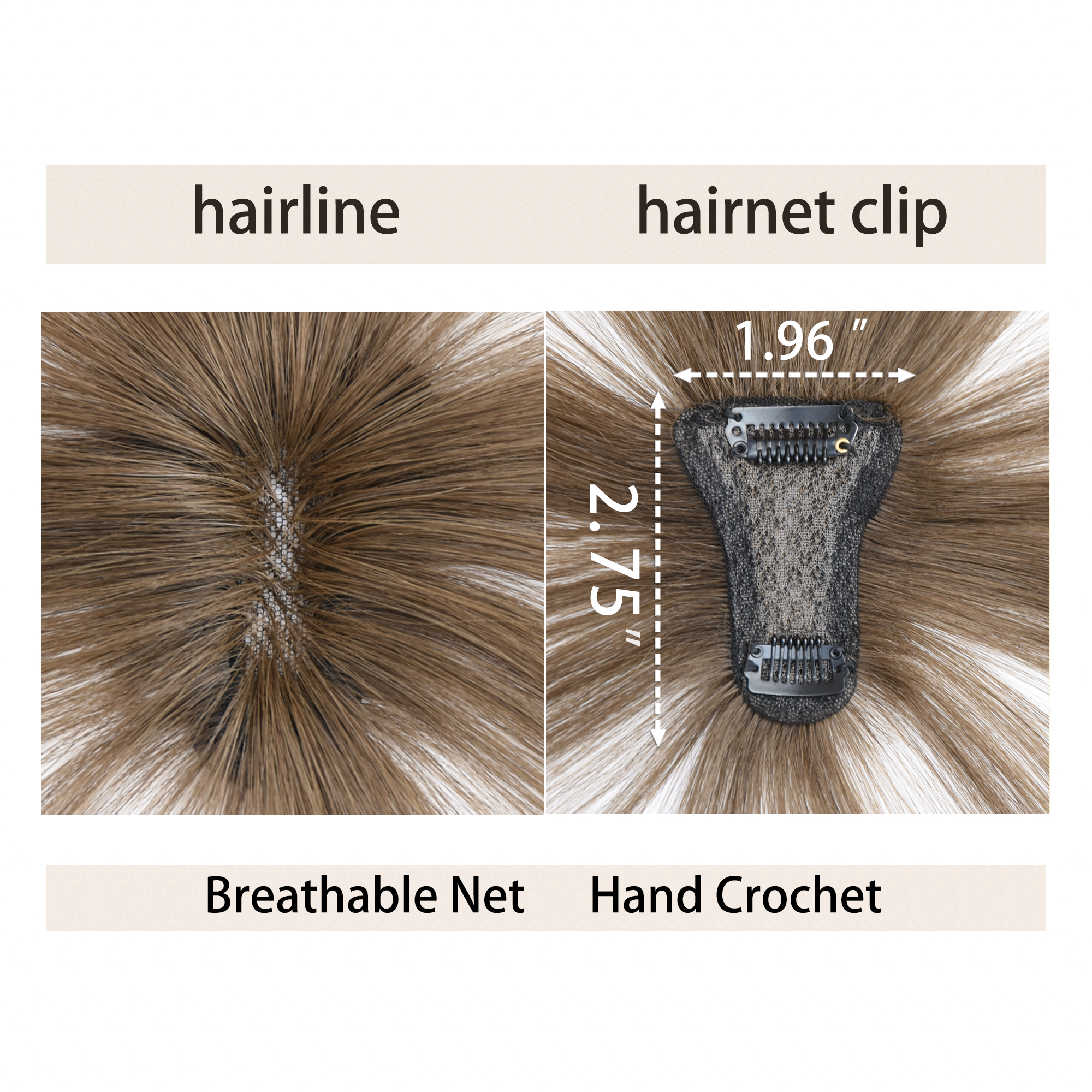 Meiverah Hair Clip in Bangs Real Human Hair with high cranial top for volume Light and airy French bangs for women Clip On Air Bangs for Daily Wear (8#)