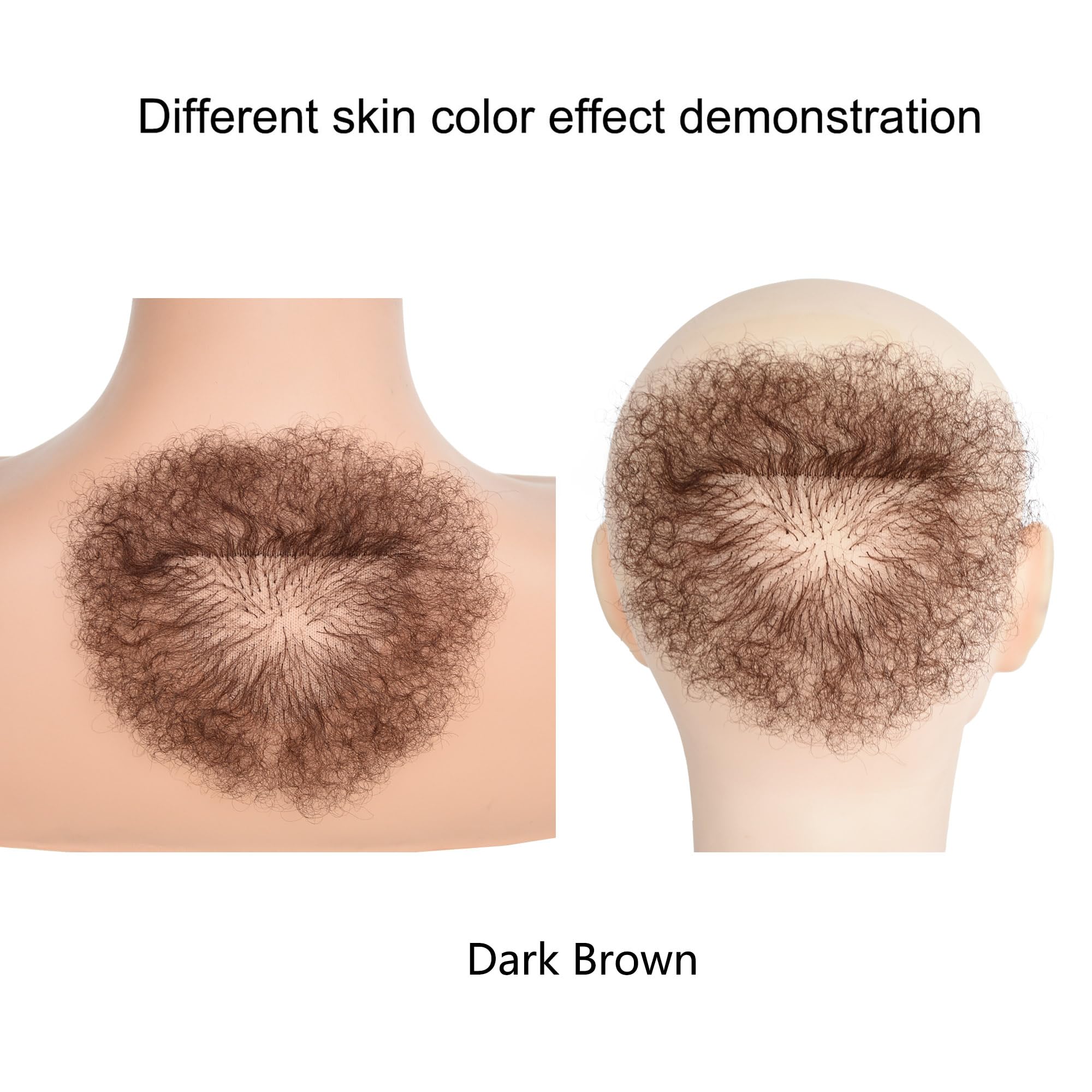 Meiverah Hair Handmade Men Fake Chest Hair Synthetic Hair Body Hair Adding Hair Volume Enhancement of Manliness(Dark Brown)