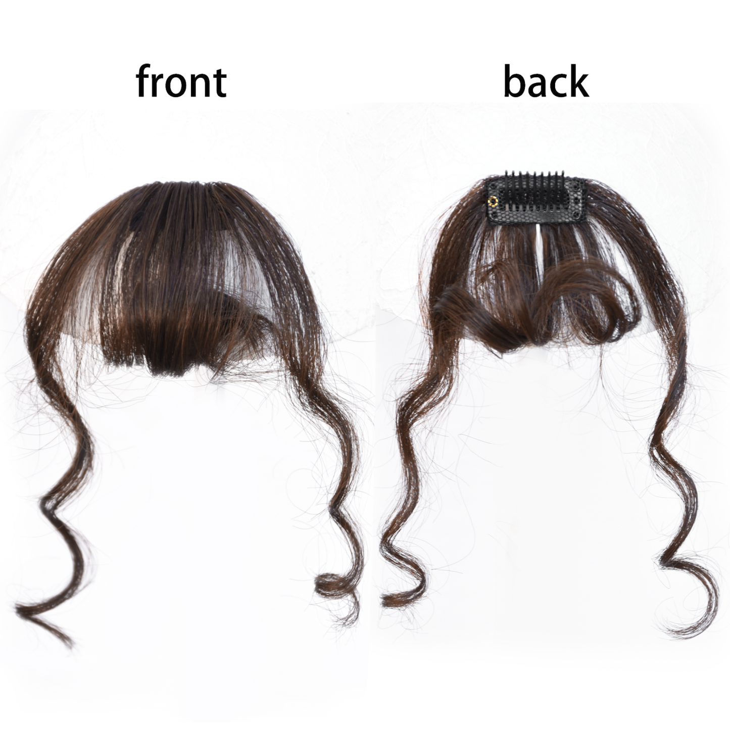 Meiverah's real-life hair clip-style wool curl bangs are fluffy and lightweight  suitable for women's everyday wear (dark brown)