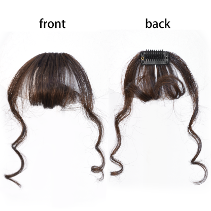 Meiverah's real-life hair clip-style wool curl bangs are fluffy and lightweight  suitable for women's everyday wear (dark brown)