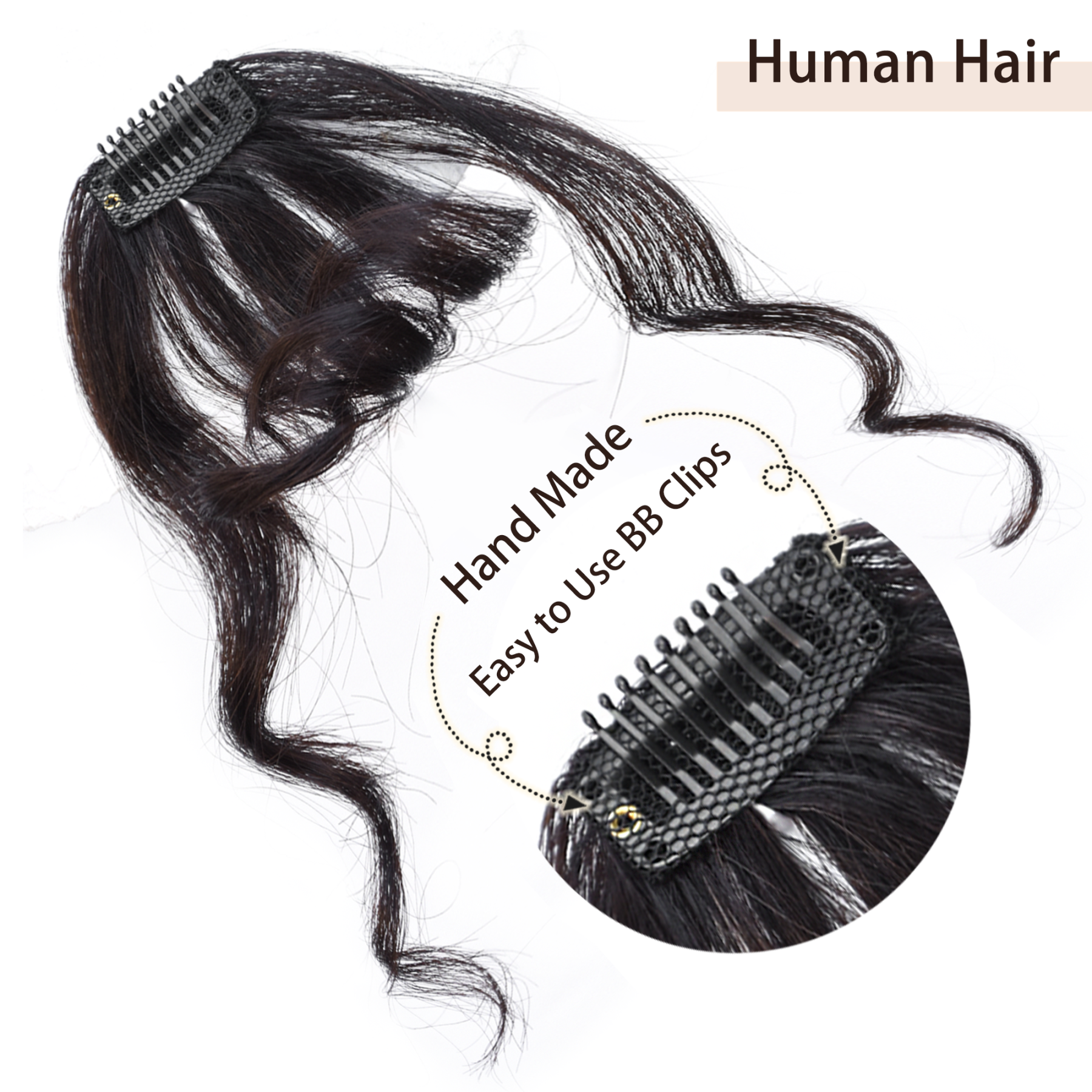 Meiverah's real-life hair clip-style wool curl bangs are fluffy and lightweight  suitable for women's everyday wear (natural black)