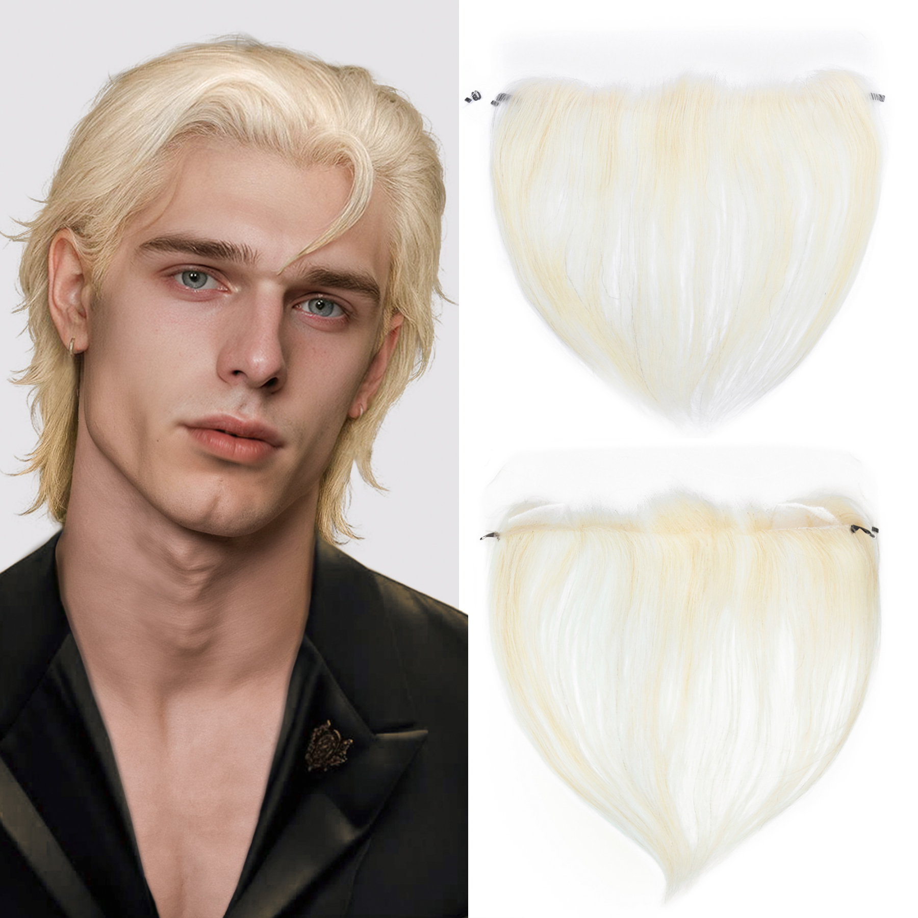 Meiverah Fishing Line Hand-Tied Mono Base Men's Hair System - Breathable, Realistic Hairline & Natural-Looking Hair Replacement（613#）