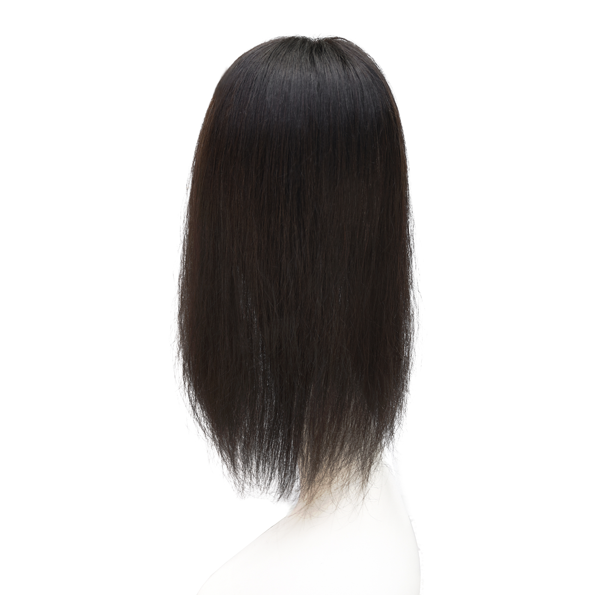 Meiverah Natural-Looking Handmade Full Hand-tied PU Mono Lace NO Bangs Clip-In Women Toupee -（1B#）