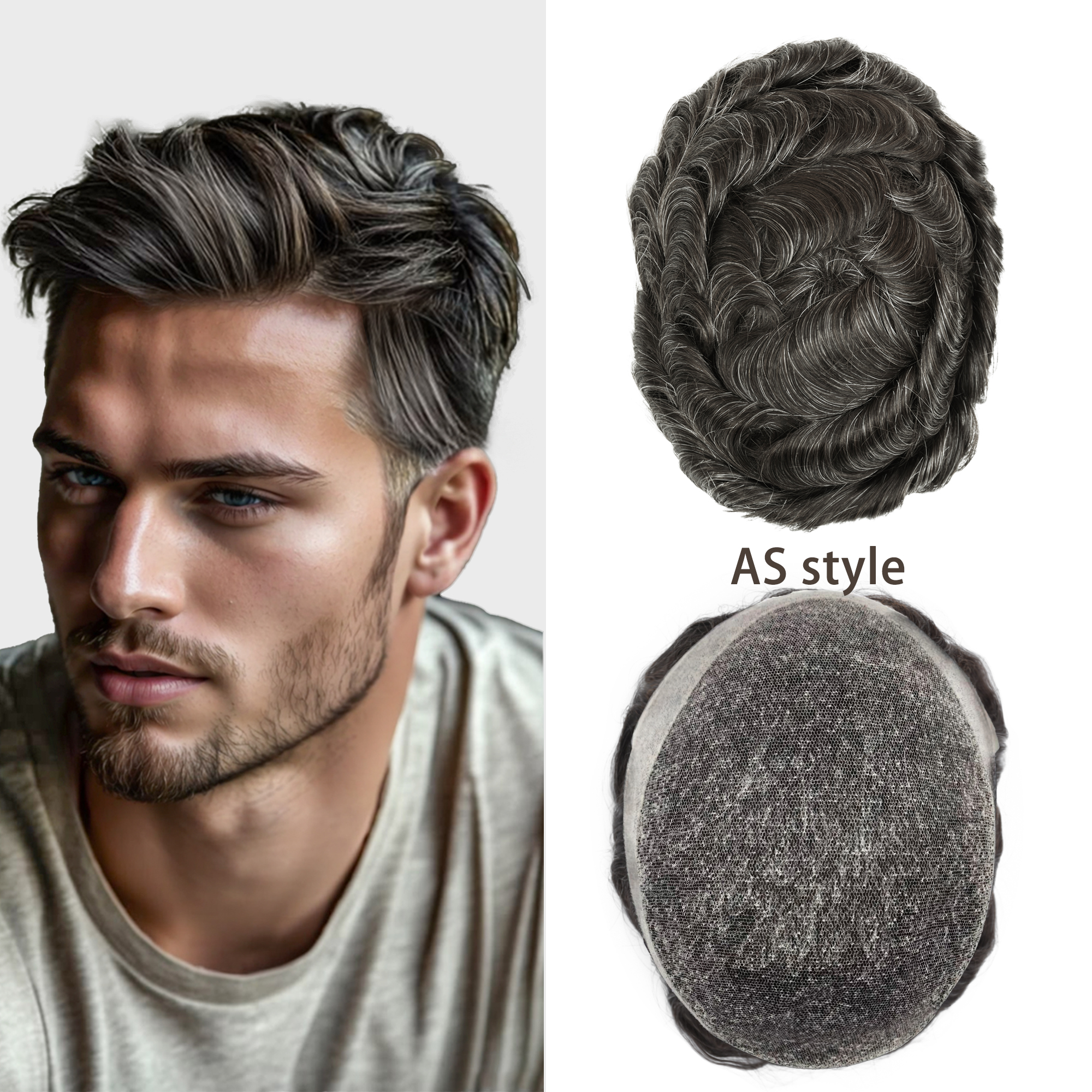 Meiverah Australia Style Natural-Looking Handmade Full Hand-tied French Lace Men's Toupee -  (1B/30 Color)