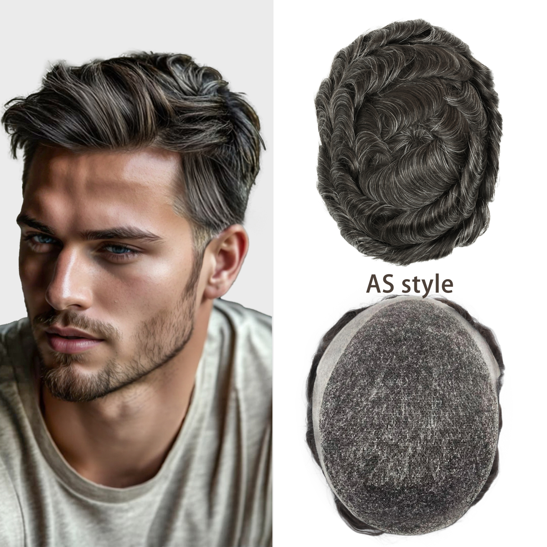 Meiverah Australia Style Natural-Looking Handmade Full Hand-tied French Lace Men's Toupee -  (1B/30 Color)