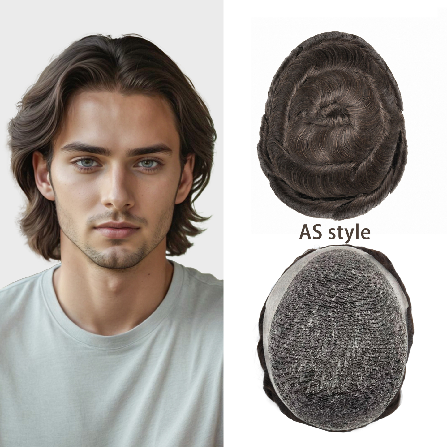 Meiverah Australia Style Natural-Looking Handmade Full Hand-tied French Lace Men's Toupee -  (2# Color)