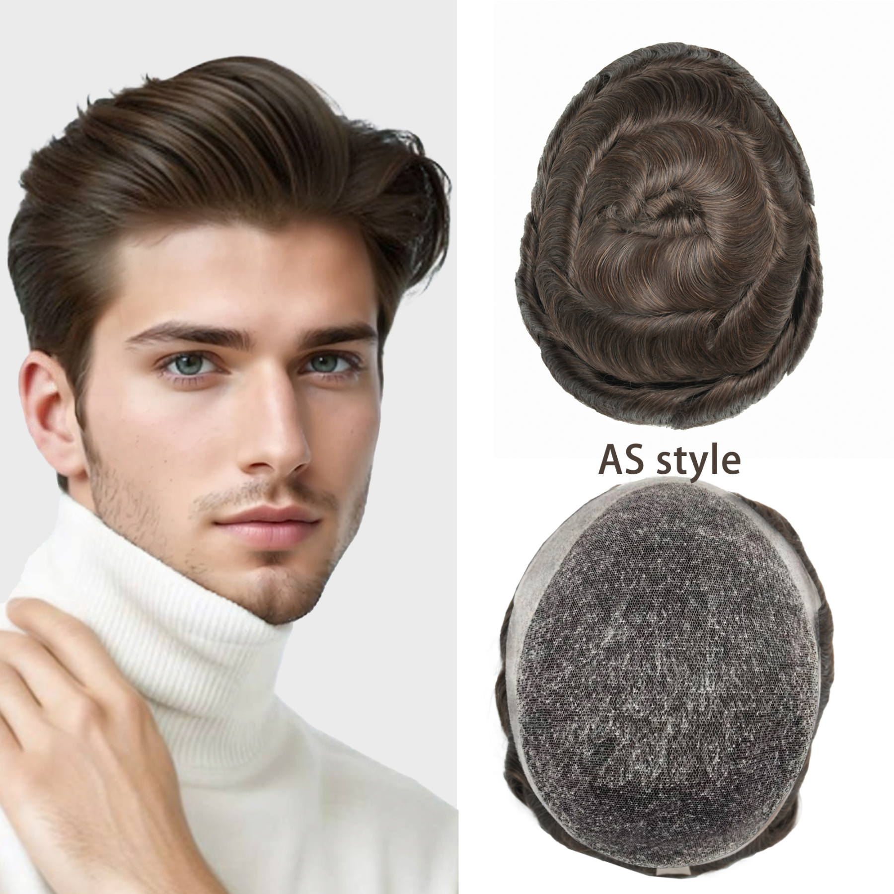 Meiverah Australia Style Natural-Looking Handmade Full Hand-tied French Lace Men's Toupee -  (4# Color)
