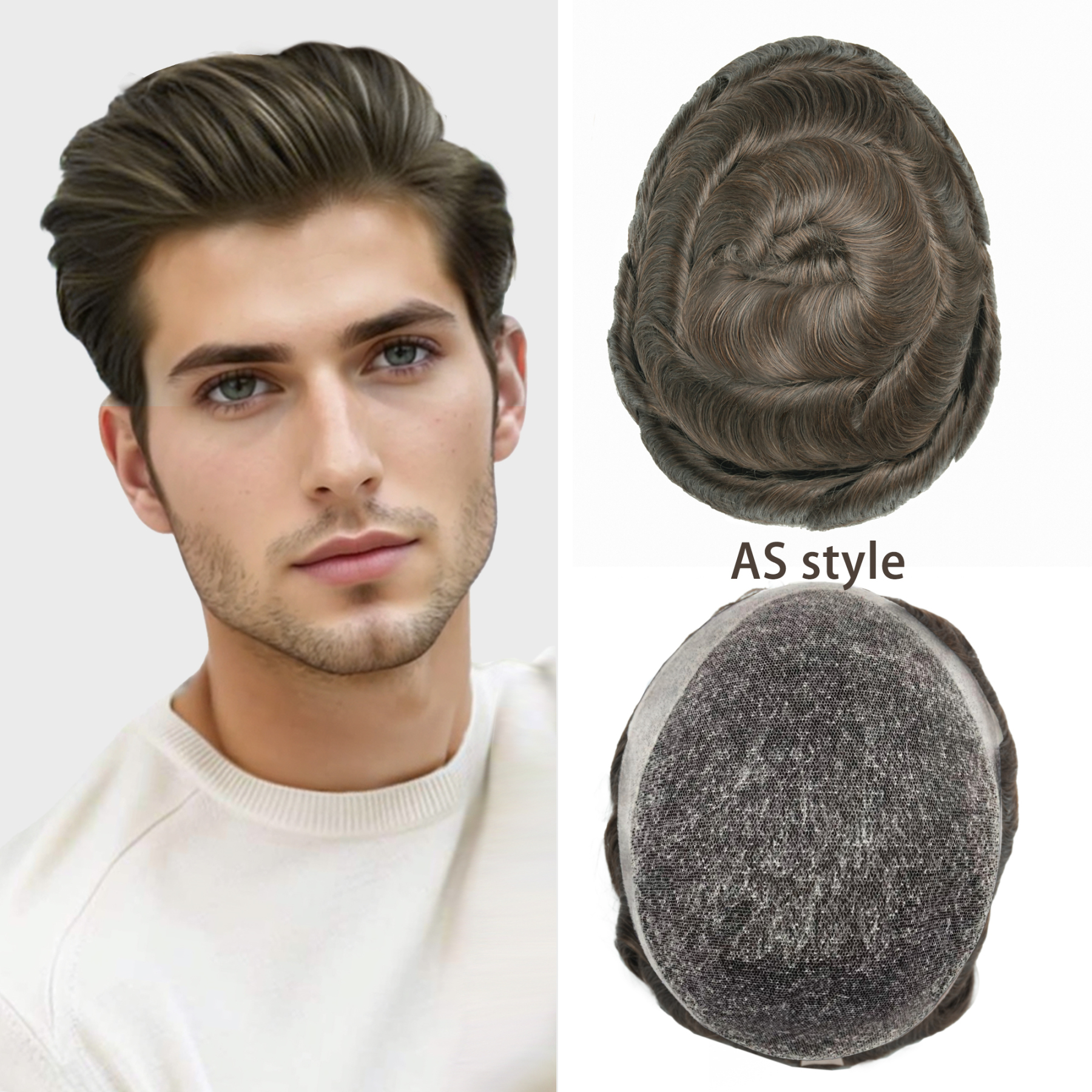 Meiverah Australia Style Natural-Looking Handmade Full Hand-tied French Lace Men's Toupee -  (7# Color)