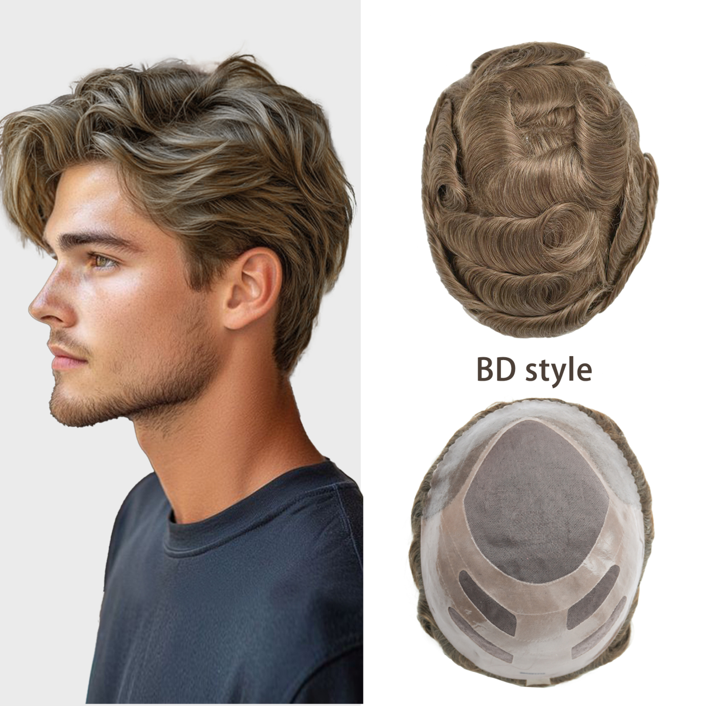 Meiverah Bond Style Natural-Looking Handmade  Mono Centered Full Hand-tied Lace Men's Toupee -  (18 Color)