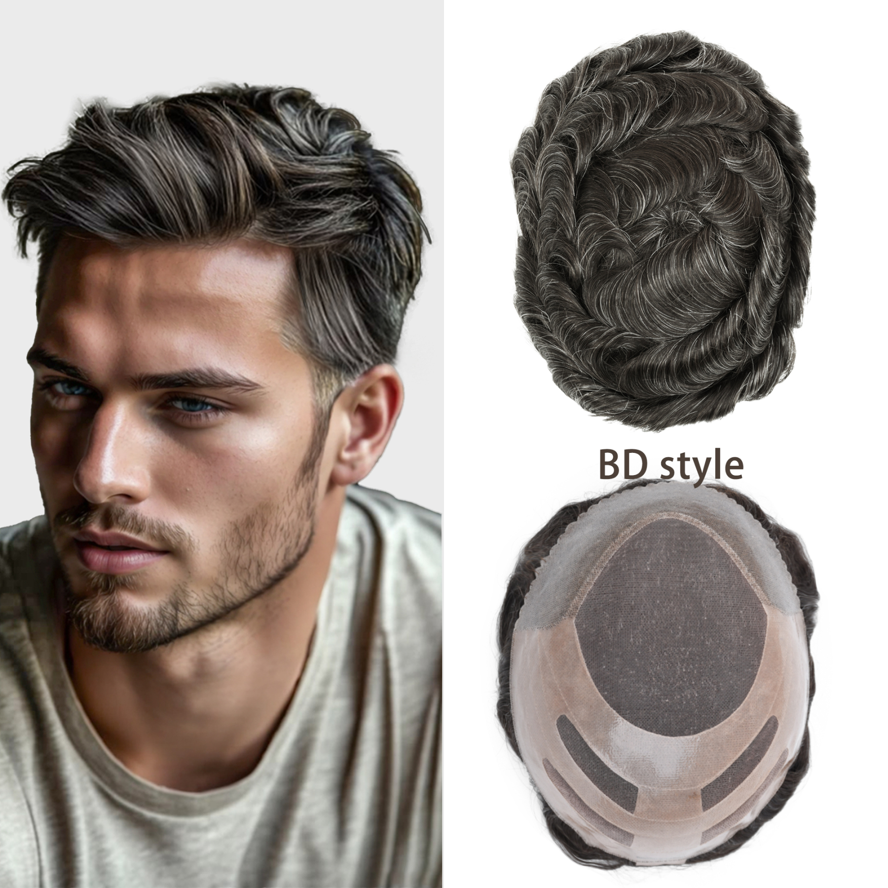 Meiverah Bond Style Natural-Looking Handmade  Mono Centered Full Hand-tied Lace Men's Toupee -  (1B/30 Color)