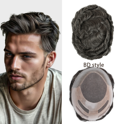 Meiverah Bond Style Natural-Looking Handmade  Mono Centered Full Hand-tied Lace Men's Toupee -  (1B/30 Color)