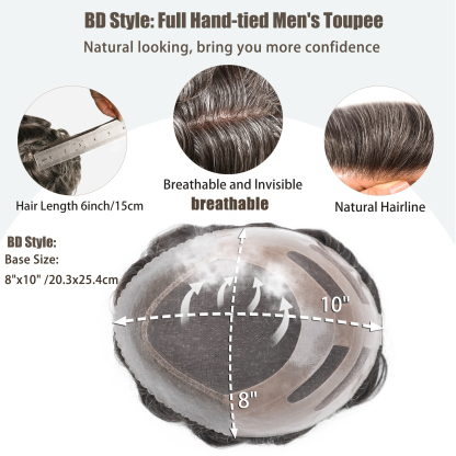 Meiverah Natural-Looking Handmade Men's Top Wig - BD Style (240 Color)