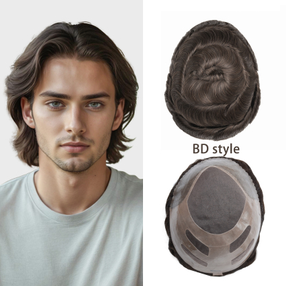 Meiverah Bond Style Natural-Looking Handmade  Mono Centered Full Hand-tied Lace Men's Toupee -  (2 Color)